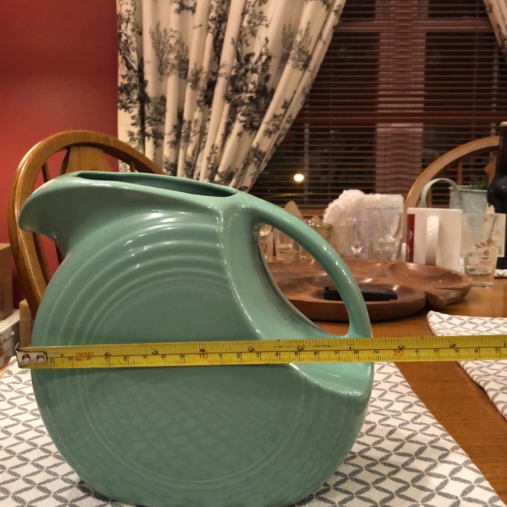Fiesta ware pitcher 8”w  7”tall